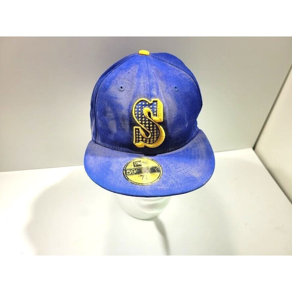 Seattle Mariners Hat Cap New Era Fitted Size 7 1/8 Blue MLB Baseball Cooperstown